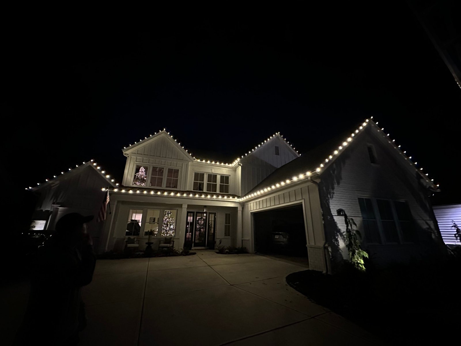 Completed Red Clay Christmas lighting installation on a North Atlanta home